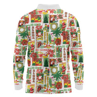 Hawaiian Santa Christmas Pattern Long Sleeve Polo Shirt White Version - Wonder Print Shop