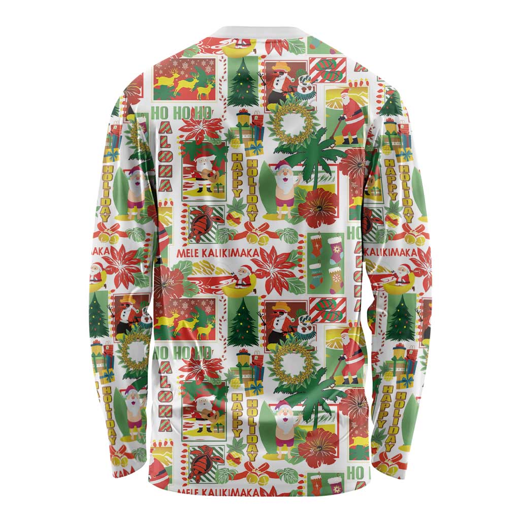 Hawaiian Santa Christmas Pattern Long Sleeve Shirt White Version - Wonder Print Shop