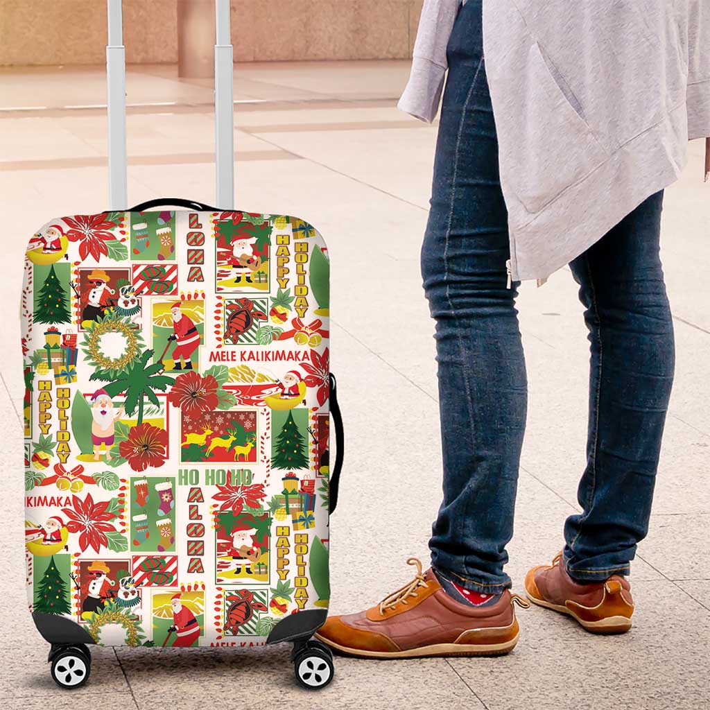 Hawaiian Santa Christmas Pattern Luggage Cover White Version - Wonder Print Shop