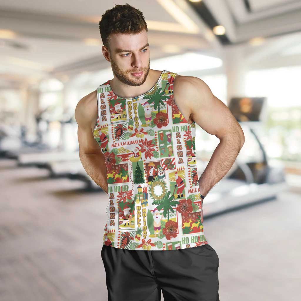 Hawaiian Santa Christmas Pattern Men Tank Top White Version - Wonder Print Shop