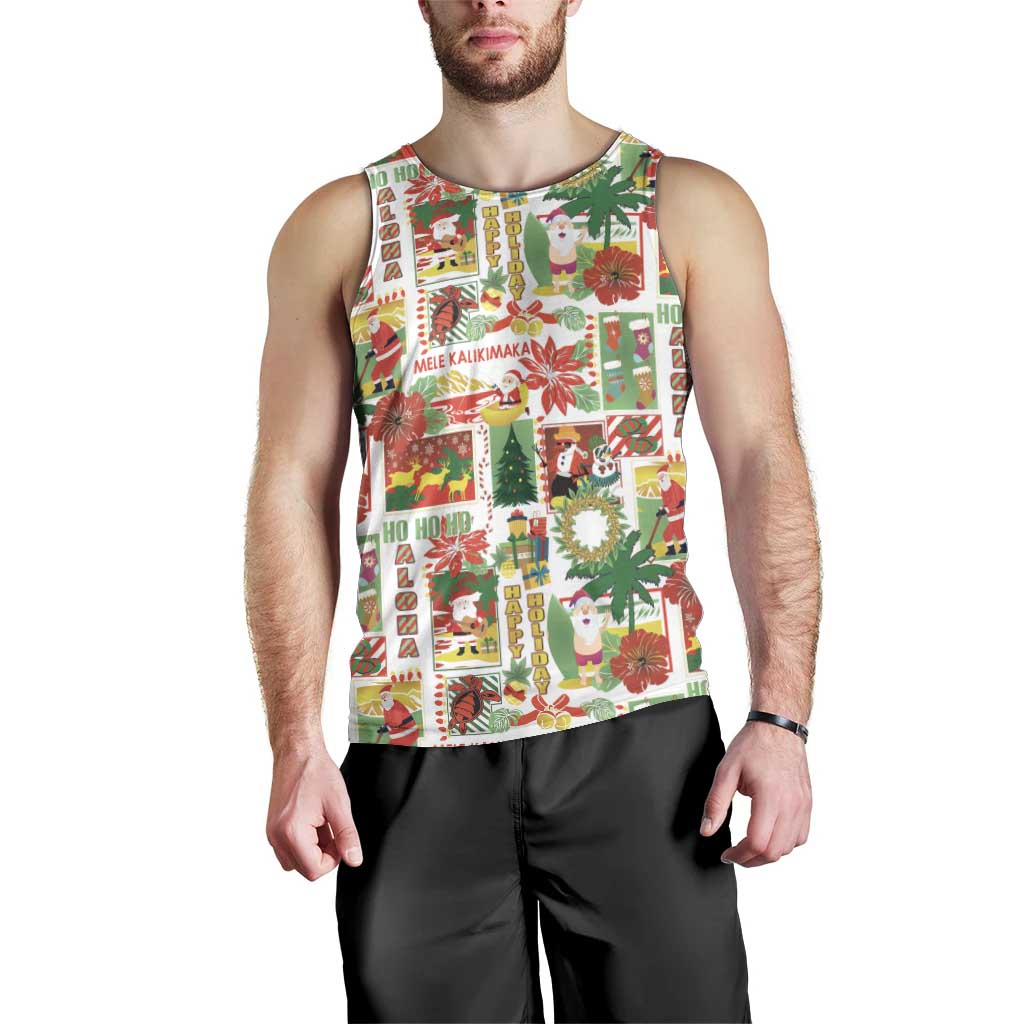Hawaiian Santa Christmas Pattern Men Tank Top White Version - Wonder Print Shop