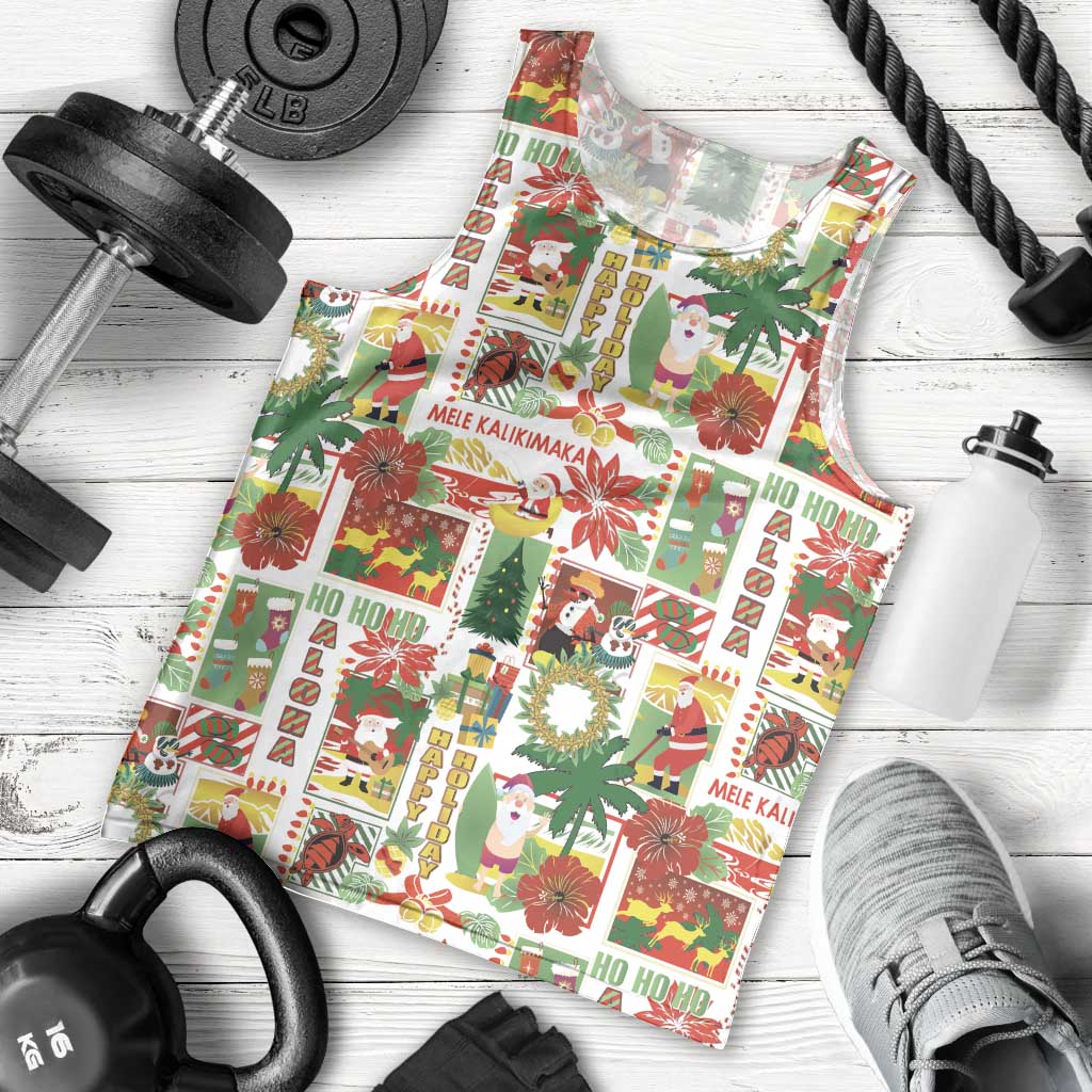 Hawaiian Santa Christmas Pattern Men Tank Top White Version - Wonder Print Shop