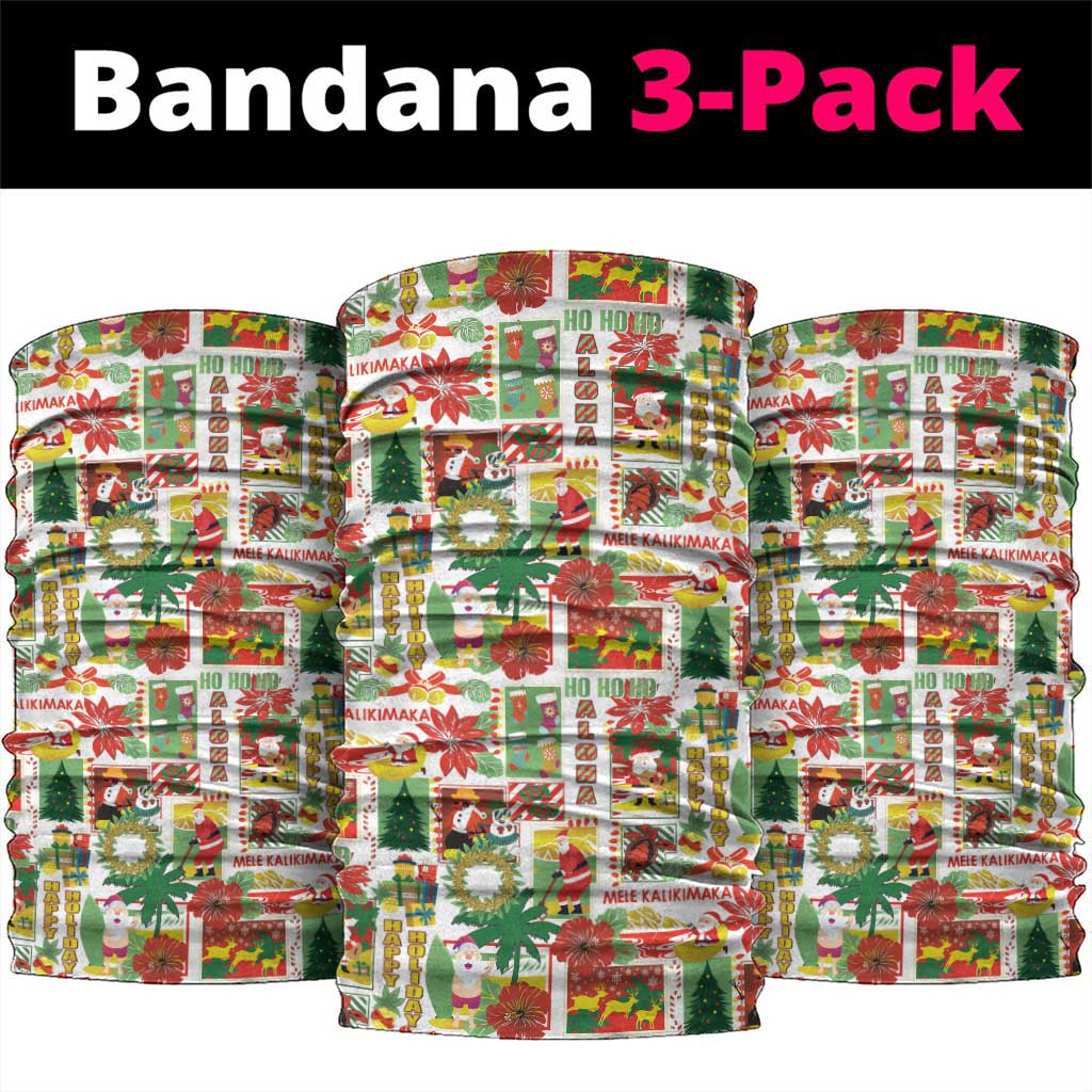 Hawaiian Santa Christmas Pattern Neck Gaiter White Version - Wonder Print Shop