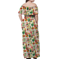 Hawaiian Santa Christmas Pattern Off Shoulder Maxi Dress White Version - Wonder Print Shop