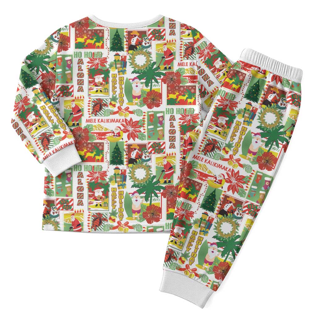 Hawaiian Santa Christmas Pattern Christmas Pajama Set White Version - Wonder Print Shop