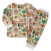 Hawaiian Santa Christmas Pattern Christmas Pajama Set White Version - Wonder Print Shop
