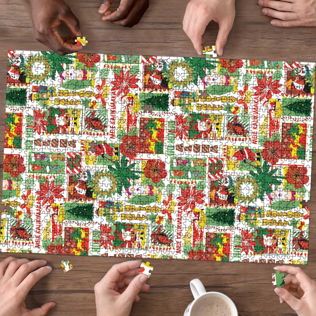 Hawaiian Santa Christmas Pattern Puzzle White Version - Wonder Print Shop