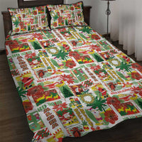 Hawaiian Santa Christmas Pattern Quilt Bed Set White Version - Wonder Print Shop