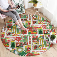 Hawaiian Santa Christmas Pattern Round Carpet White Version - Wonder Print Shop