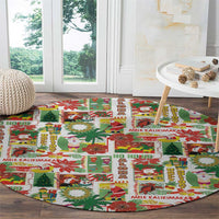 Hawaiian Santa Christmas Pattern Round Carpet White Version - Wonder Print Shop