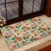 Hawaiian Santa Christmas Pattern Rubber Doormat White Version - Wonder Print Shop