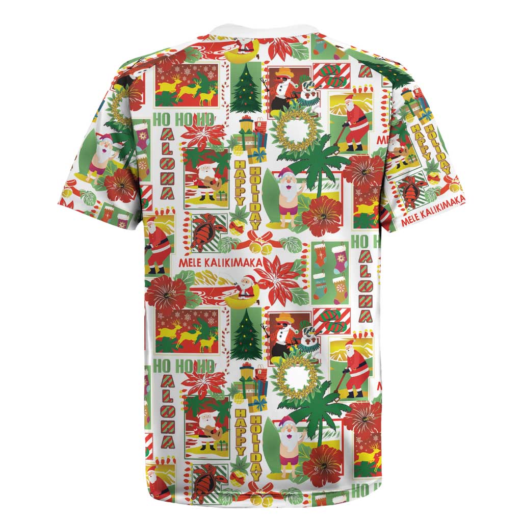 Hawaiian Santa Christmas Pattern Rugby Jersey White Version - Wonder Print Shop