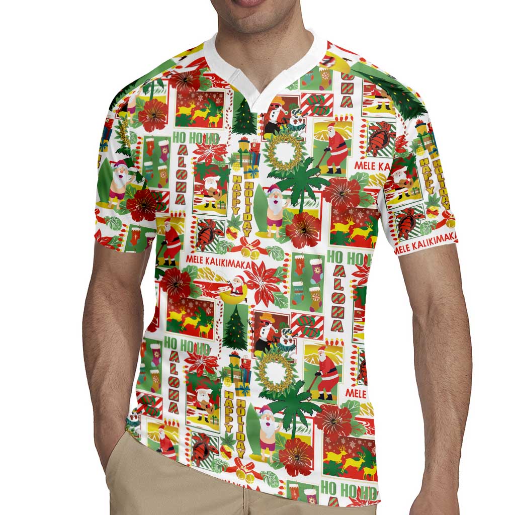 Hawaiian Santa Christmas Pattern Rugby Jersey White Version - Wonder Print Shop