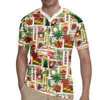 Hawaiian Santa Christmas Pattern Rugby Jersey White Version - Wonder Print Shop