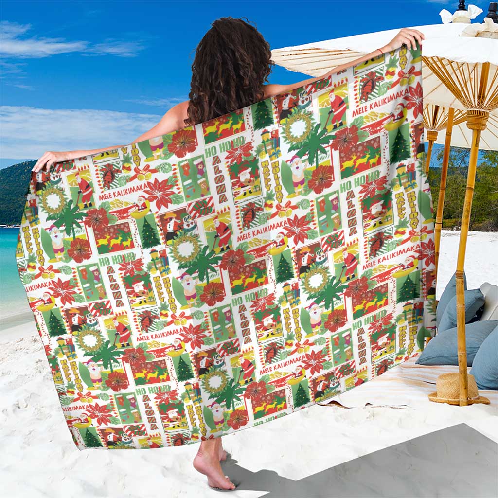 Hawaiian Santa Christmas Pattern Sarong White Version - Wonder Print Shop
