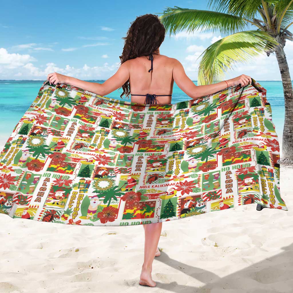Hawaiian Santa Christmas Pattern Sarong White Version - Wonder Print Shop