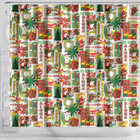 Hawaiian Santa Christmas Pattern Shower Curtain White Version - Wonder Print Shop