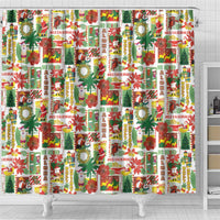 Hawaiian Santa Christmas Pattern Shower Curtain White Version - Wonder Print Shop