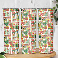 Hawaiian Santa Christmas Pattern Skinny Tumbler White Version - Wonder Print Shop