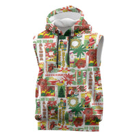 Hawaiian Santa Christmas Pattern Sleeveless Hoodie White Version - Wonder Print Shop