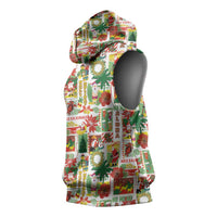 Hawaiian Santa Christmas Pattern Sleeveless Hoodie White Version - Wonder Print Shop