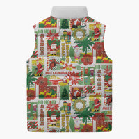 Hawaiian Santa Christmas Pattern Sleeveless Puffer Jacket White Version - Wonder Print Shop