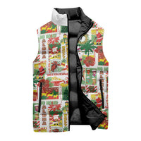 Hawaiian Santa Christmas Pattern Sleeveless Puffer Jacket White Version - Wonder Print Shop