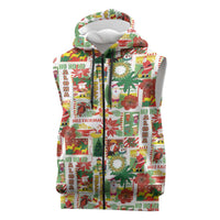 Hawaiian Santa Christmas Pattern Sleeveless Zip Hoodie White Version - Wonder Print Shop