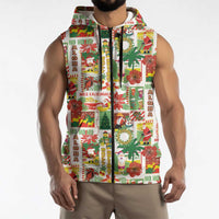 Hawaiian Santa Christmas Pattern Sleeveless Zip Hoodie White Version - Wonder Print Shop