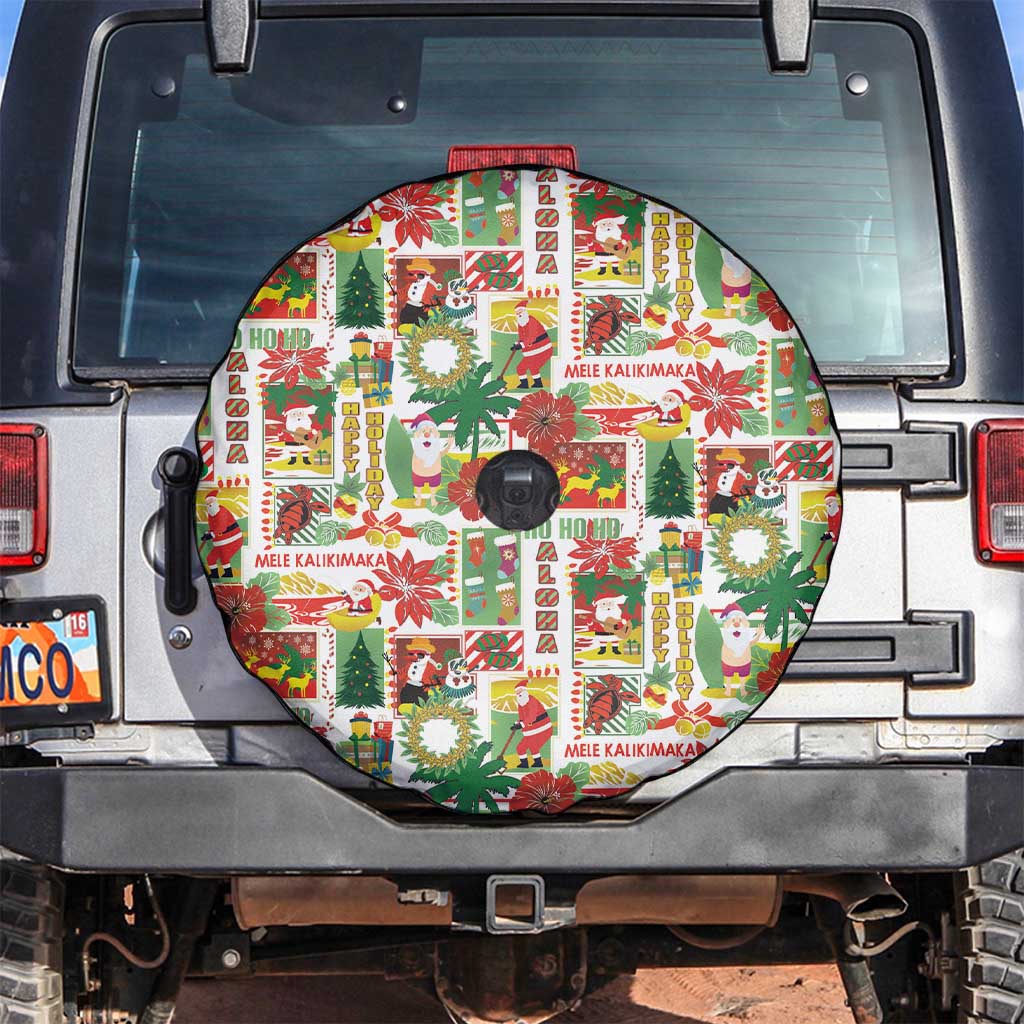 Hawaiian Santa Christmas Pattern Spare Tire Cover White Version - Wonder Print Shop