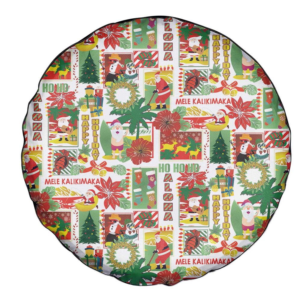 Hawaiian Santa Christmas Pattern Spare Tire Cover White Version - Wonder Print Shop