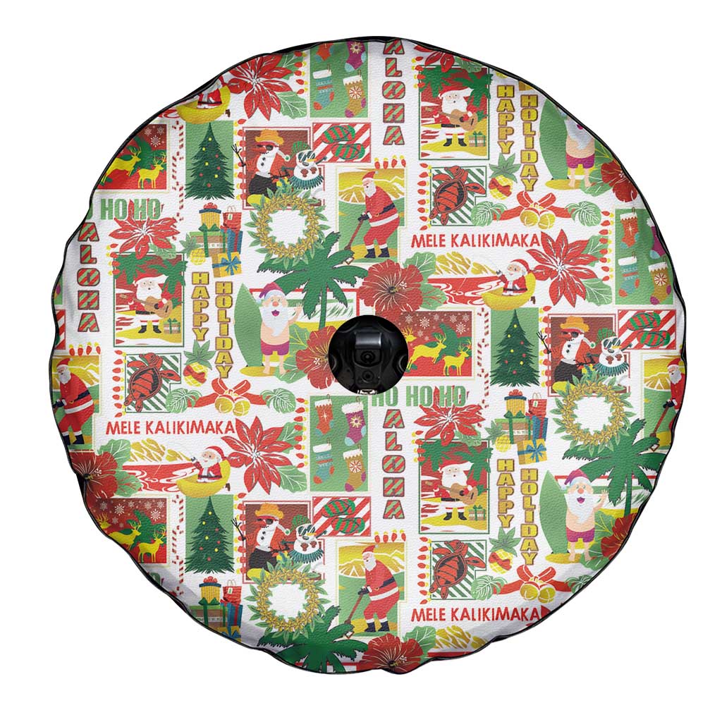 Hawaiian Santa Christmas Pattern Spare Tire Cover White Version - Wonder Print Shop