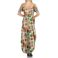 Hawaiian Santa Christmas Pattern Summer Maxi Dress White Version - Wonder Print Shop
