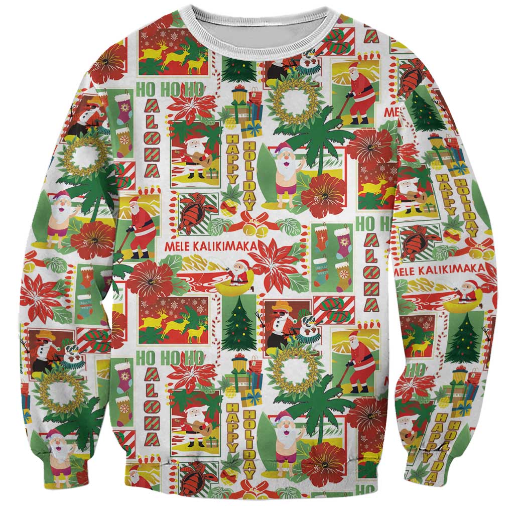 Hawaiian Santa Christmas Pattern Sweatshirt White Version - Wonder Print Shop
