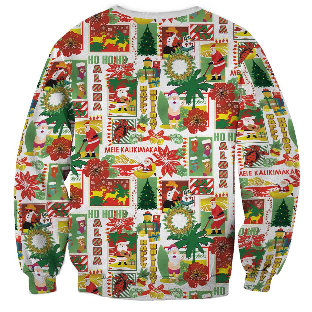 Hawaiian Santa Christmas Pattern Sweatshirt White Version - Wonder Print Shop