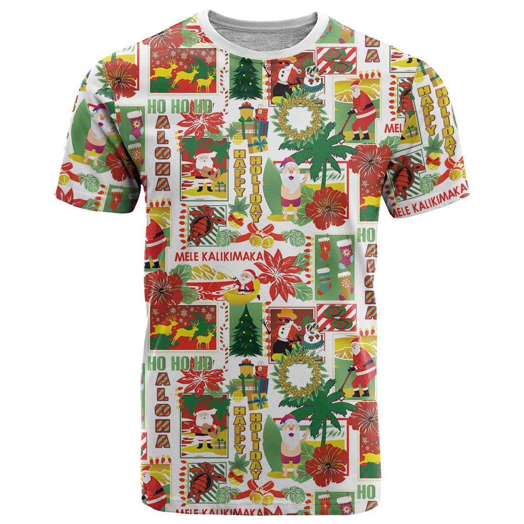 Hawaiian Santa Christmas Pattern T Shirt White Version - Wonder Print Shop