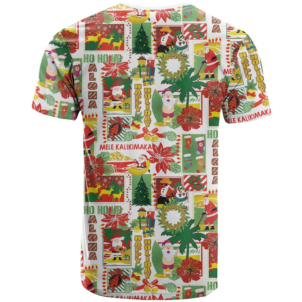 Hawaiian Santa Christmas Pattern T Shirt White Version - Wonder Print Shop
