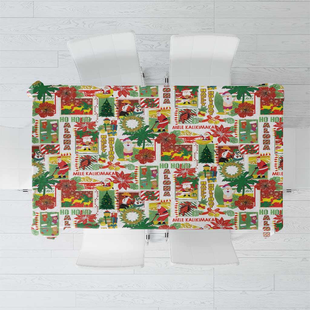 Hawaiian Santa Christmas Pattern Tablecloth White Version - Wonder Print Shop