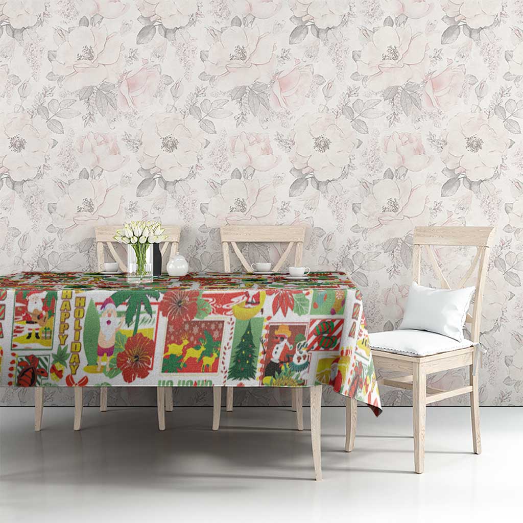 Hawaiian Santa Christmas Pattern Tablecloth White Version - Wonder Print Shop