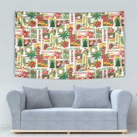 Hawaiian Santa Christmas Pattern Tapestry White Version - Wonder Print Shop