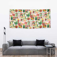 Hawaiian Santa Christmas Pattern Tapestry White Version - Wonder Print Shop