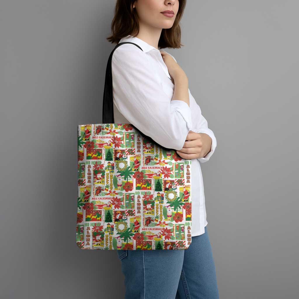 Hawaiian Santa Christmas Pattern Tote Bag White Version - Wonder Print Shop