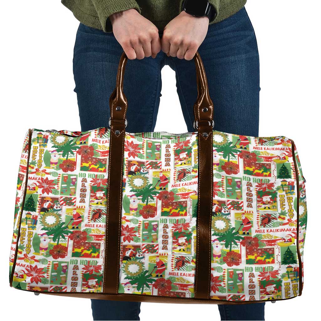 Hawaiian Santa Christmas Pattern Travel Bag White Version - Wonder Print Shop