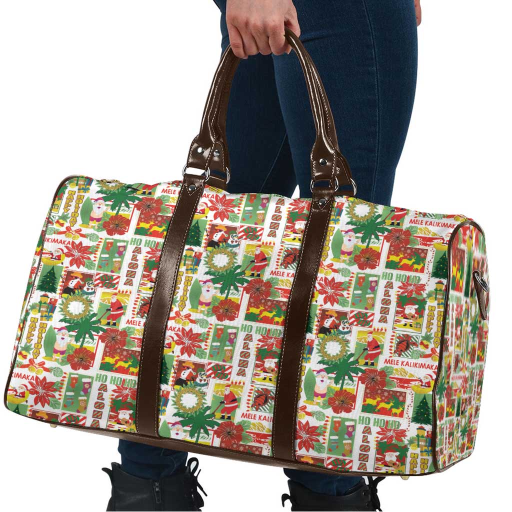 Hawaiian Santa Christmas Pattern Travel Bag White Version - Wonder Print Shop