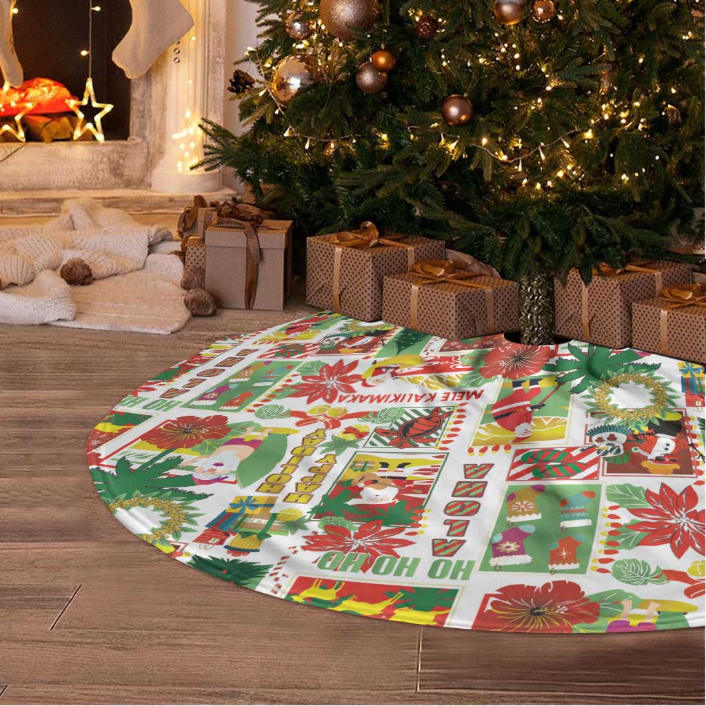Hawaiian Santa Christmas Pattern Tree Skirt White Version - Wonder Print Shop
