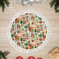 Hawaiian Santa Christmas Pattern Tree Skirt White Version - Wonder Print Shop