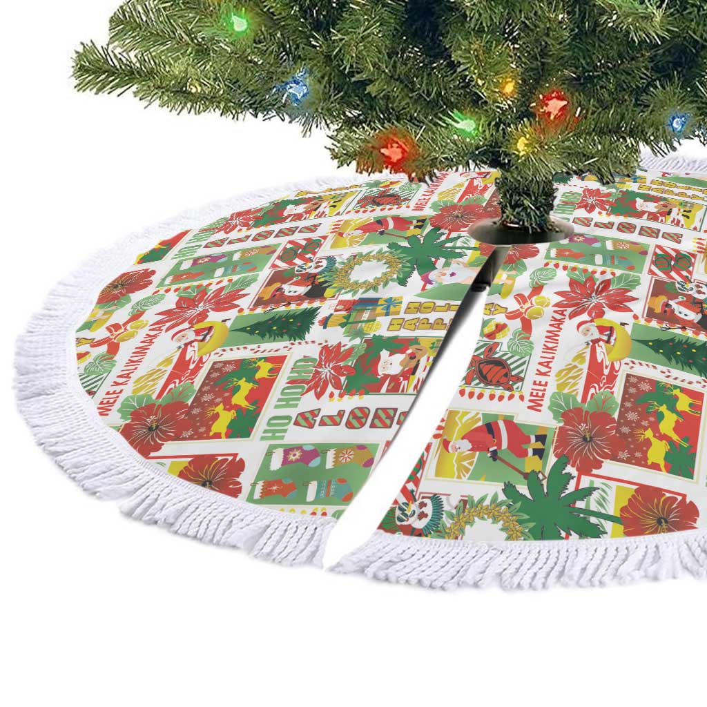 Hawaiian Santa Christmas Pattern Tree Skirt White Version - Wonder Print Shop