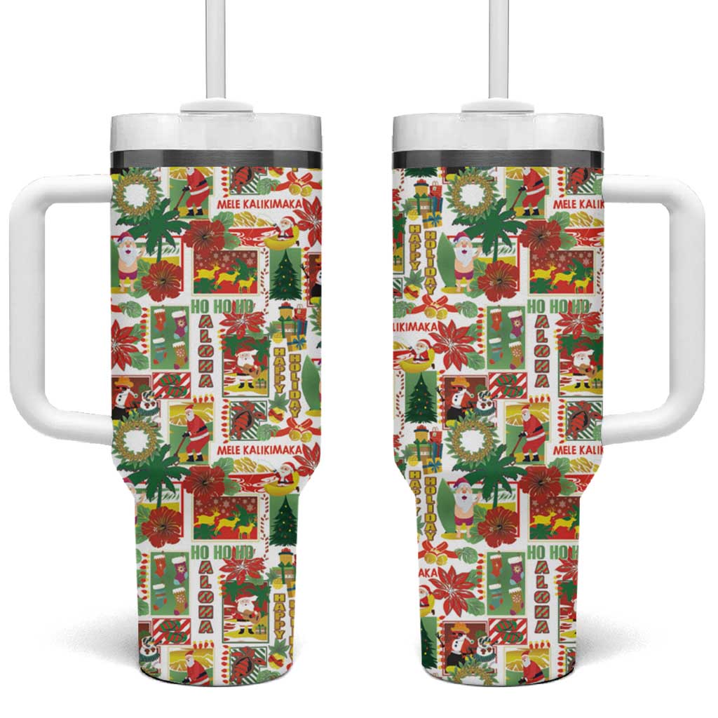 Hawaiian Santa Christmas Pattern Tumbler With Handle White Version - Wonder Print Shop