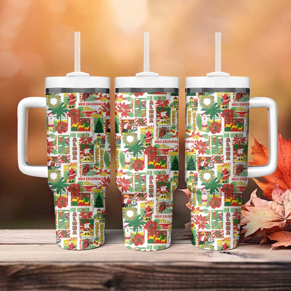 Hawaiian Santa Christmas Pattern Tumbler With Handle White Version - Wonder Print Shop