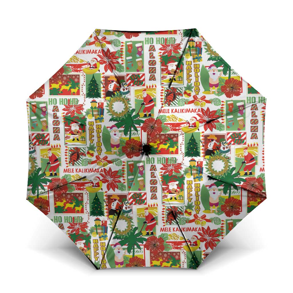Hawaiian Santa Christmas Pattern Umbrella White Version - Wonder Print Shop